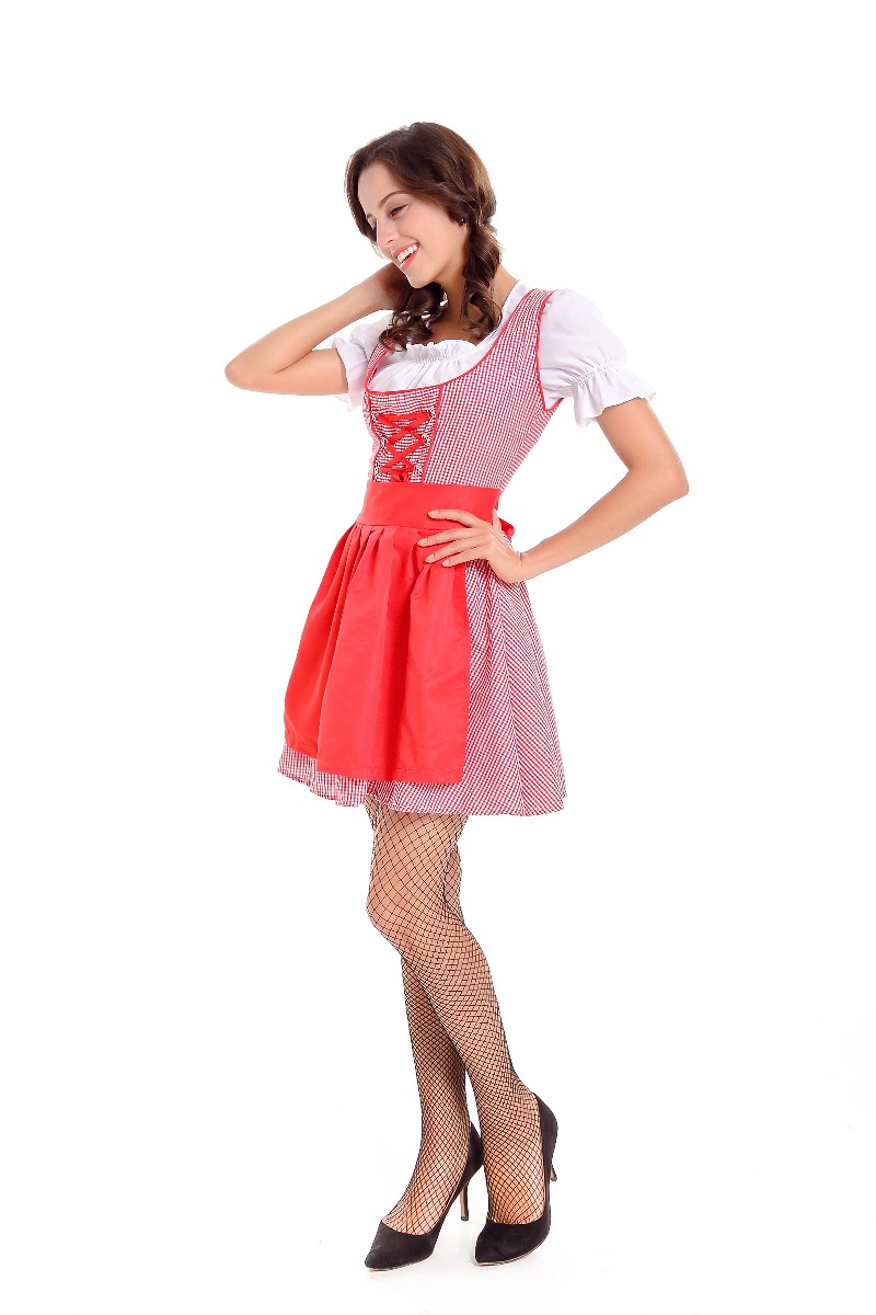 F1789  3 Pcs Dirndl Serving Wench Bavarian Beer Girl Oktoberfest Adult Costume